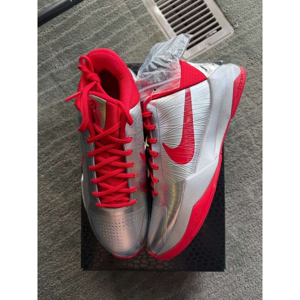 Nike Kobe V Protro CC PE Metallic Silver University Red IV2712-001 Mens Size 9